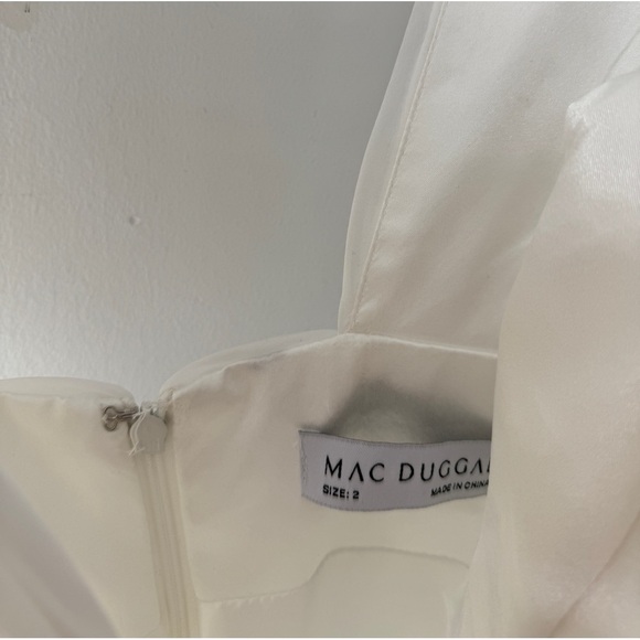 MAC DUGGAL White Ruffle Shoulder V Neck Chiffon Gown 2 - Picture 9 of 9